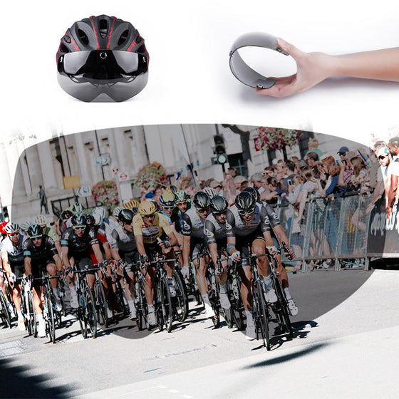 Cykelhjälm med skyddsglasögon visir och LED-bakgrundsbelysning