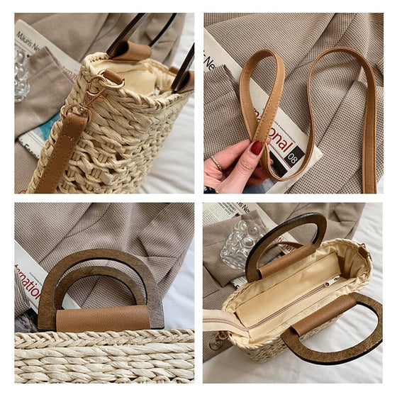 Flätad strandväska för kvinnor