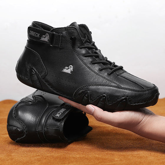 Handgjorda höga stövlar med kardborreband