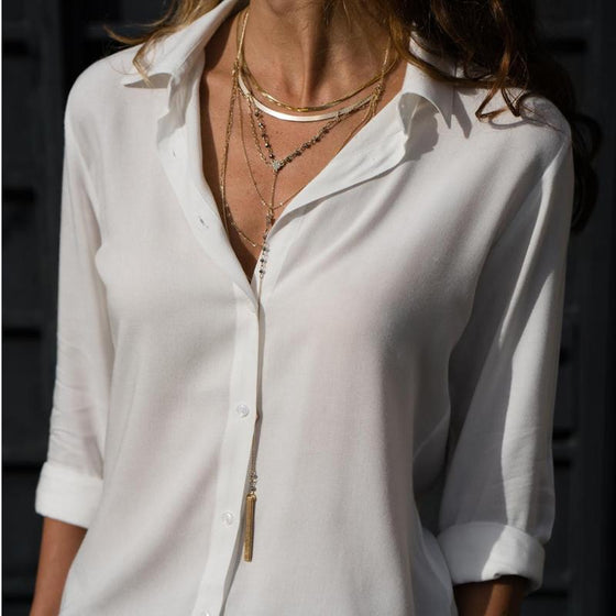 Chiffongskjorta med v-hals