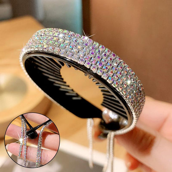 Elegant huvudbonad med Rhinestone Pom Pom