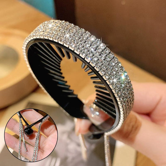 Elegant huvudbonad med Rhinestone Pom Pom