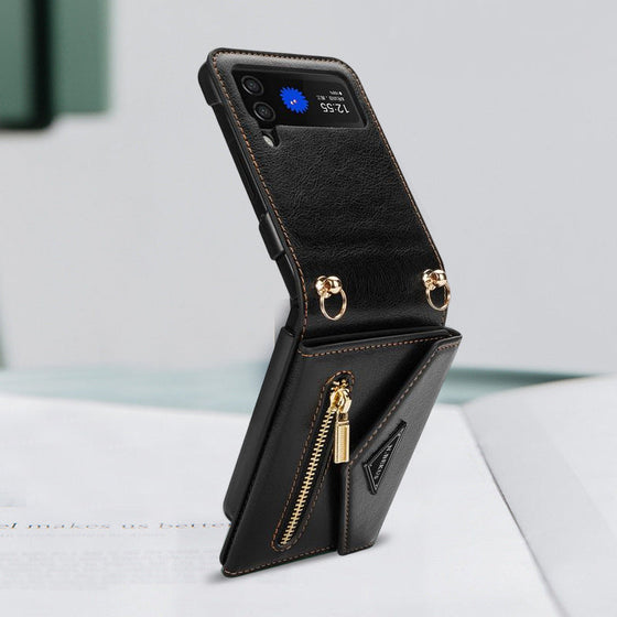 Vikbart telefonfodral med förvaring