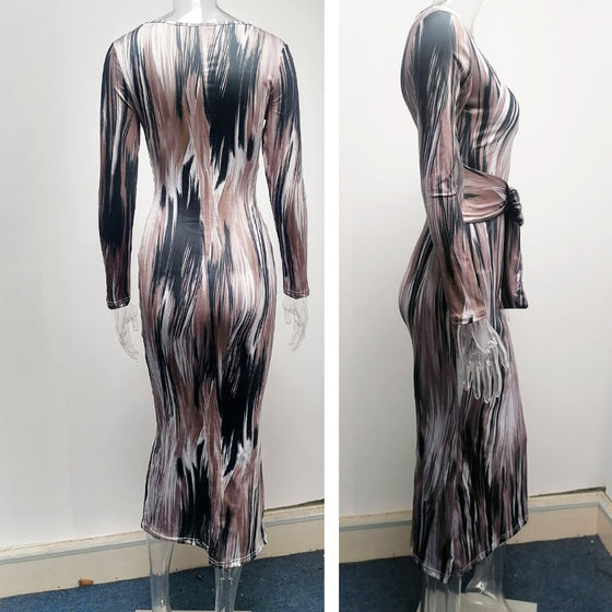 Sexiga klänningar för kvinnor 3D tryckt ränder