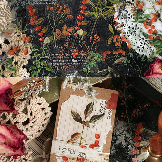 Set med klistermärken i Memory Garden-serien tillverkade av PET-material