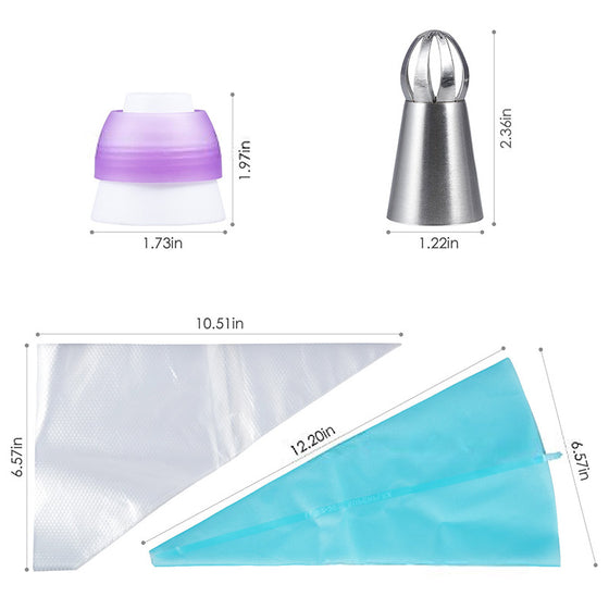 Packad med 8 tyllrörspåsar för tårtdekorationer (uppsättning om 22 delar)