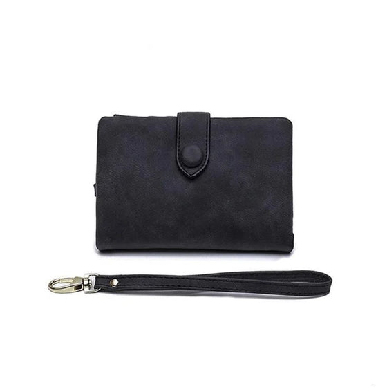 Liten trefaldig läderplånbok för kvinnor