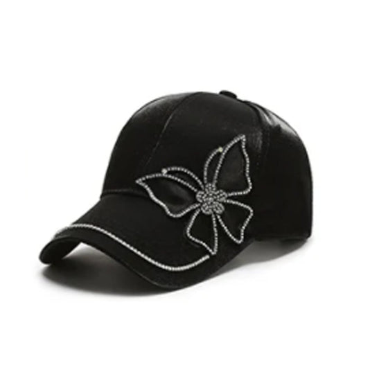 Basebollkeps med fjärilsljus strass