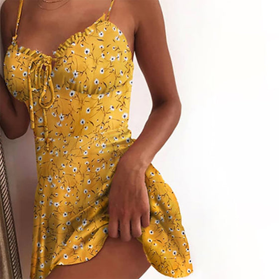 Blommönster Frill Hem Klänning