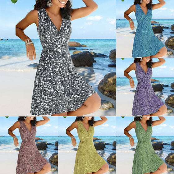 Kvinnors ärmlös blommig klänning