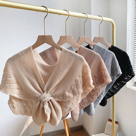 Fiskstjärtsmönstrad miniknädd sjal