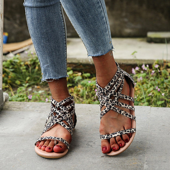 Platta sommarsandaler med dragkedja