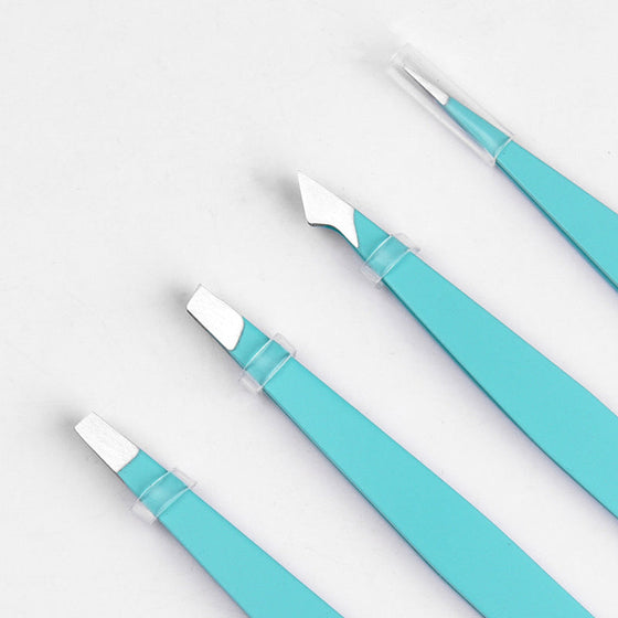 Mångsidigt set med pincett i rostfritt stål för ögonbryn.