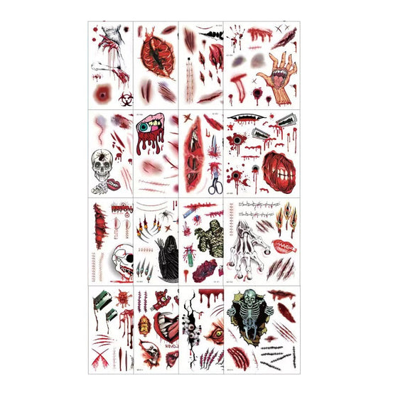 Läskiga Halloween-tatueringsklistermärken