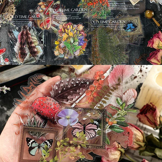 Set med klistermärken i Memory Garden-serien tillverkade av PET-material