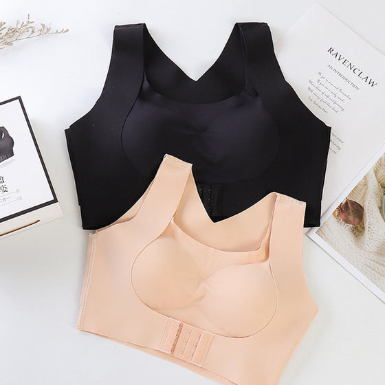 Otrådad framspänne, push-up, justerbar sömlös tankmodell behå