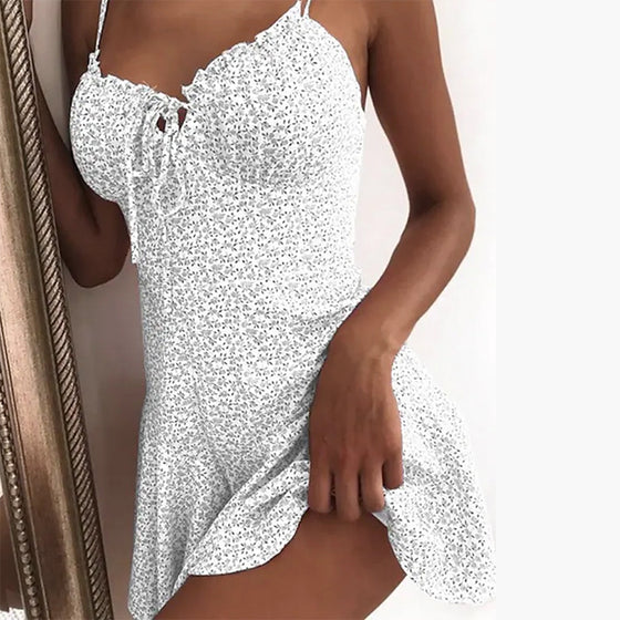 Blommönster Frill Hem Klänning