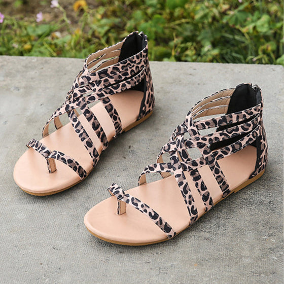 Platta sommarsandaler med dragkedja