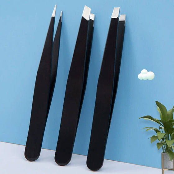 Mångsidigt set med pincett i rostfritt stål för ögonbryn.