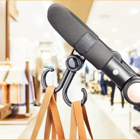 Barnvagnskrokar för att hänga skötväskor