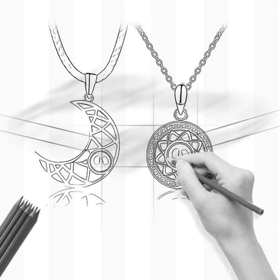 Alla hjärtans dag projektion solmåne stjärna par magnetiskt halsband