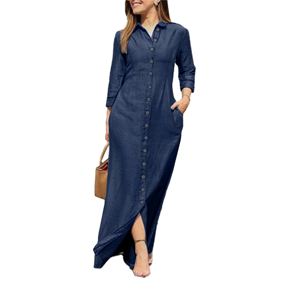 Denimklänning med knapp