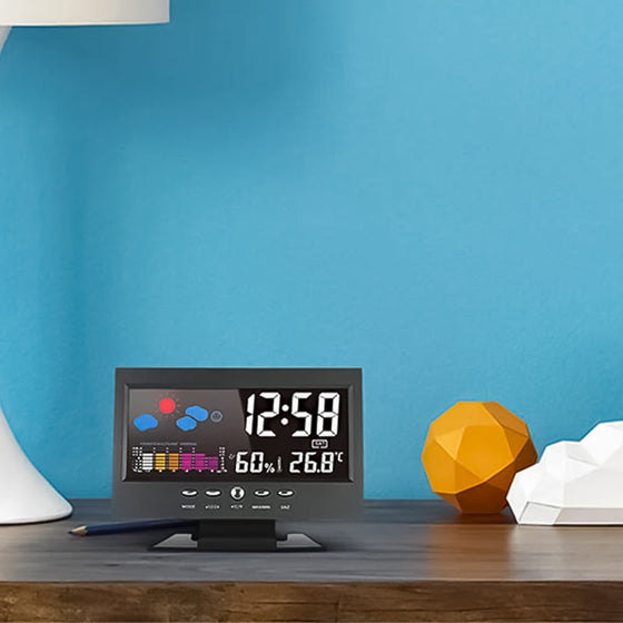 Digital LED Temperatur Fuktighet Monitor Väckarklocka