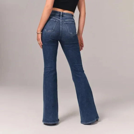 Hög midja stretch flare jeans