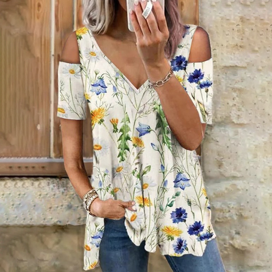 Romantisk blommig t-shirt