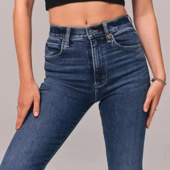 Hög midja stretch flare jeans