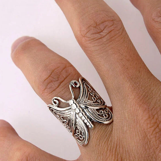 Handgjord vintage fjärilsring