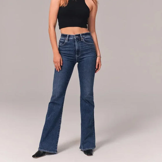 Hög midja stretch flare jeans