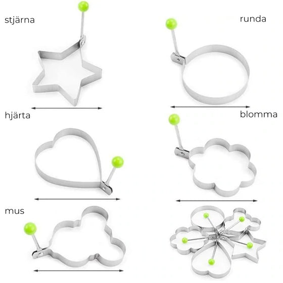 Stekt äggformar i rostfritt stål