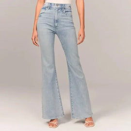 Hög midja stretch flare jeans