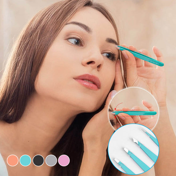 Mångsidigt set med pincett i rostfritt stål för ögonbryn.