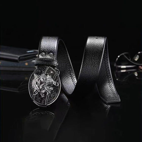 Modepunk bälte i äkta läder för män