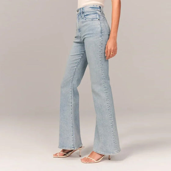 Hög midja stretch flare jeans