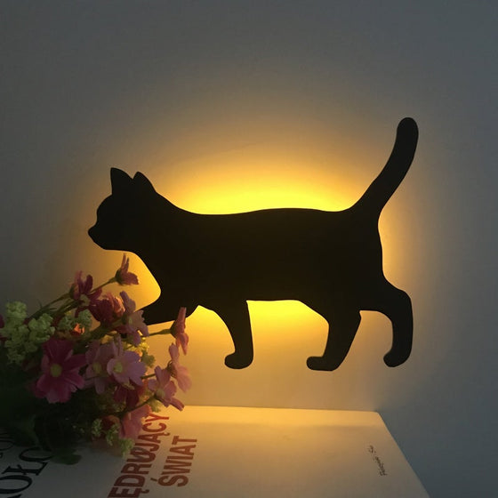 Ljus & röstsensorkontroll LED söt kattvägglampa