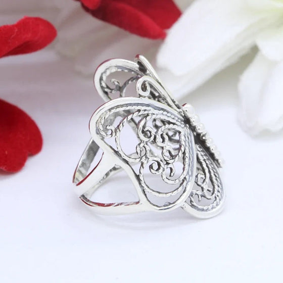 Handgjord vintage fjärilsring