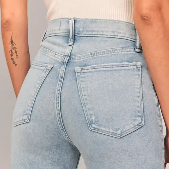 Hög midja stretch flare jeans