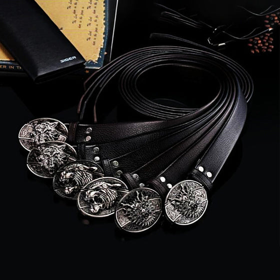 Modepunk bälte i äkta läder för män