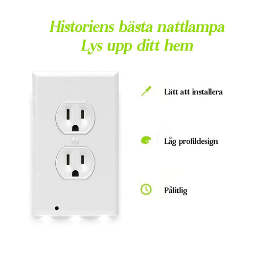 Uttagsväggplatta med LED-nattljus