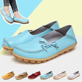 Bekväma platta läderskor