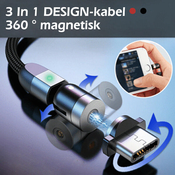 3-IN-1 DESIGN 360 ° magnetisk kabel