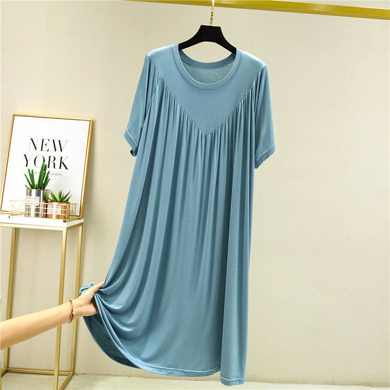 Supermjuk skön kortärmad lös pyjamasklänning