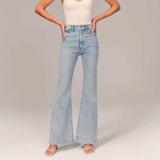 Hög midja stretch flare jeans