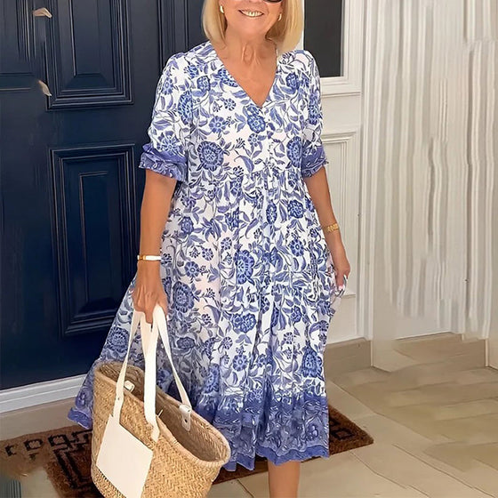 Sommar Bohemian Klänning med V-ringning