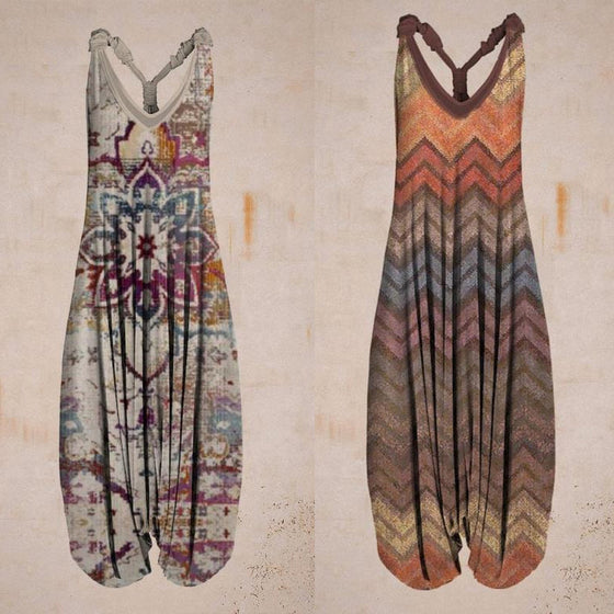 Förköp-Linne jumpsuit med tropiskt tryck（🔥🔥Köp 2, -10 %; Köp 3, -15 %）