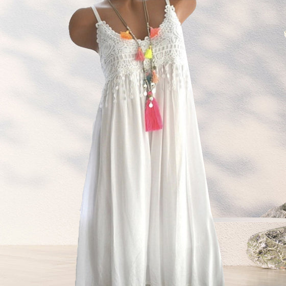 Enfärgad camisoleklänning med spetspanel