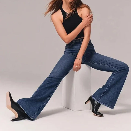 Hög midja stretch flare jeans
